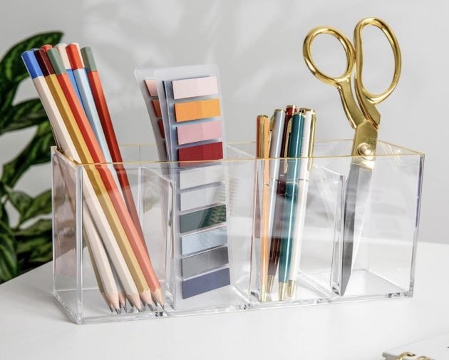 Martha Stewart Kerry Plastic 4 Compartment Pen Holder